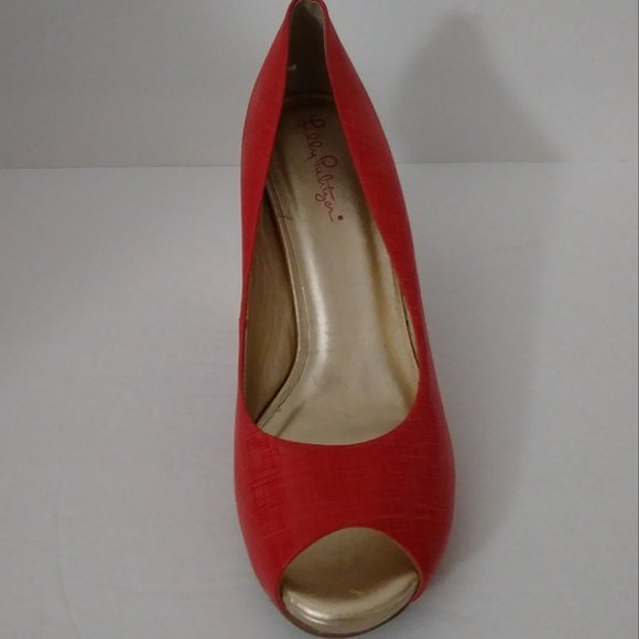 Lilly Pulitzer Orange Wedge Shoes Size 8.5 - Picture 7 of 13
